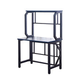 Industrial Black Storage Metal H-Shape Computer Desk Image - 8