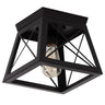 Industrial Black Trapezoid Frame Iron Flush Mount Light Image - 4