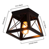 Industrial Black Trapezoid Frame Iron Flush Mount Light #size