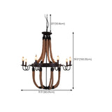 Industrial Black Wagon Wheel Rope Adjustable Chandelier Image - 25