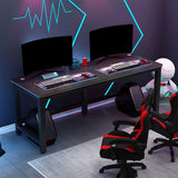 Industrial Black Wooden H-Shape Double Gaming Desk Image - 1