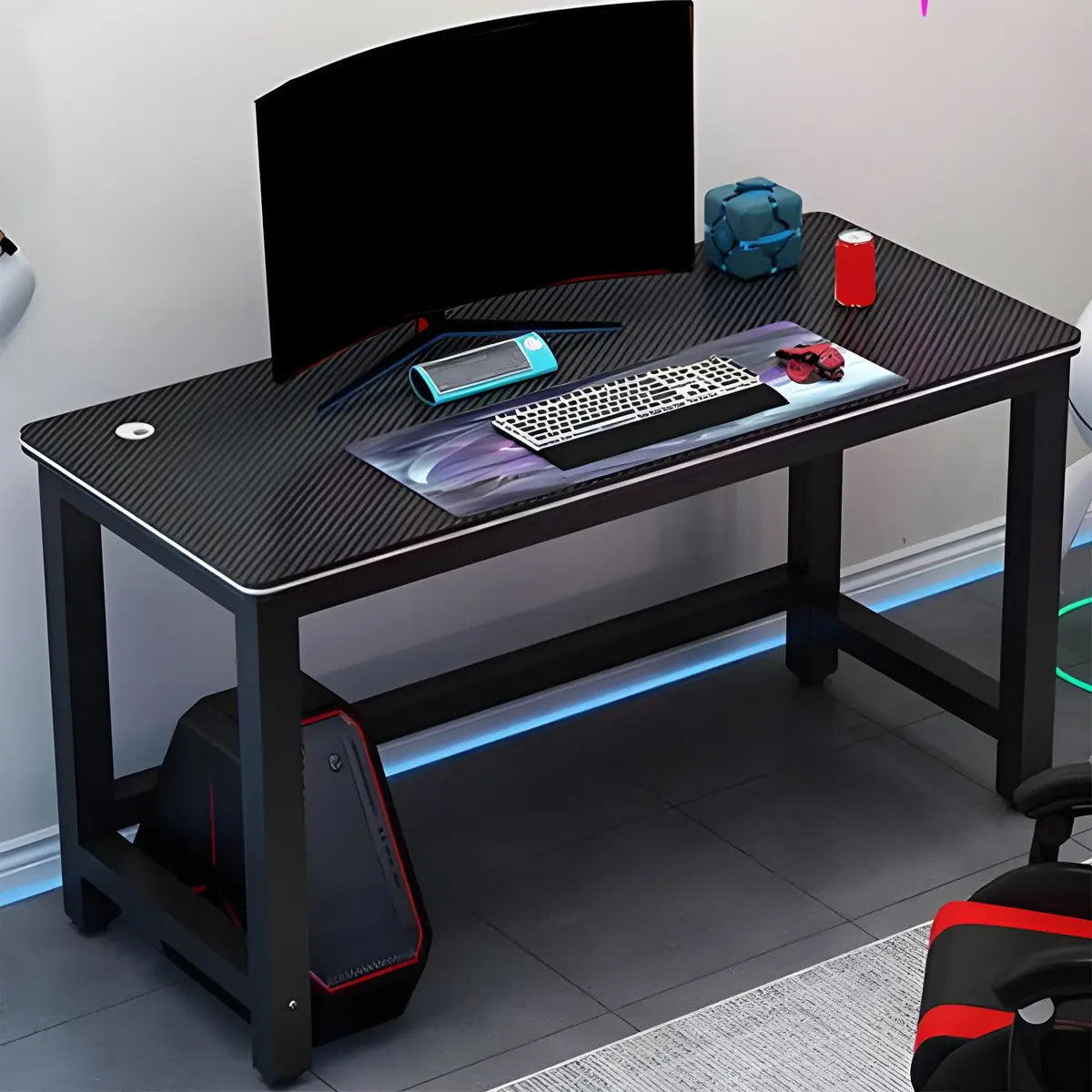 Industrial Black Wooden H-Shape Double Gaming Desk Image - 3