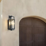 Industrial Box Glass Black External LED Wall Sconce Image - 1