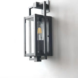 Industrial Box Glass Black External LED Wall Sconce Image - 5