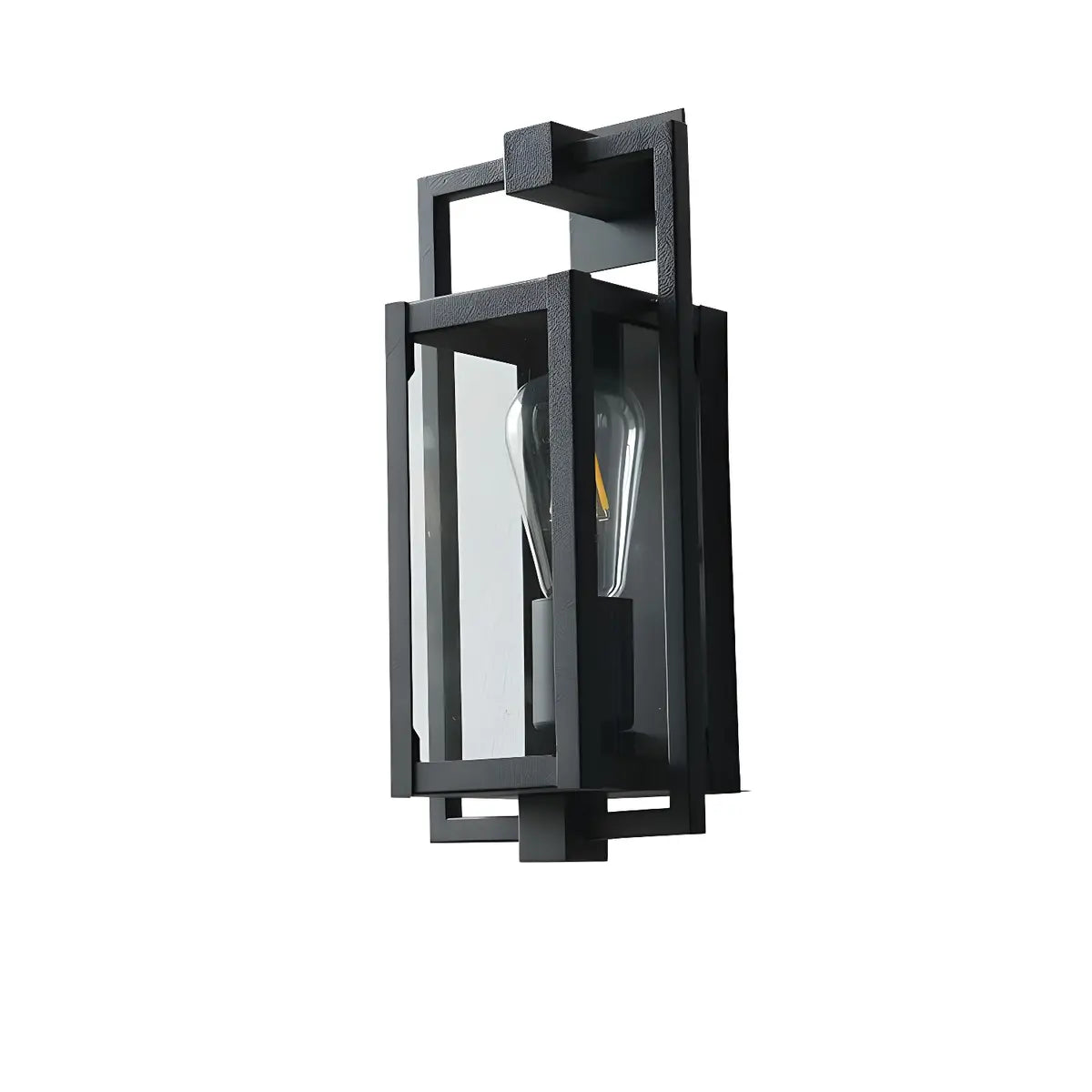 Industrial Box Glass Black External LED Wall Sconce Image - 6