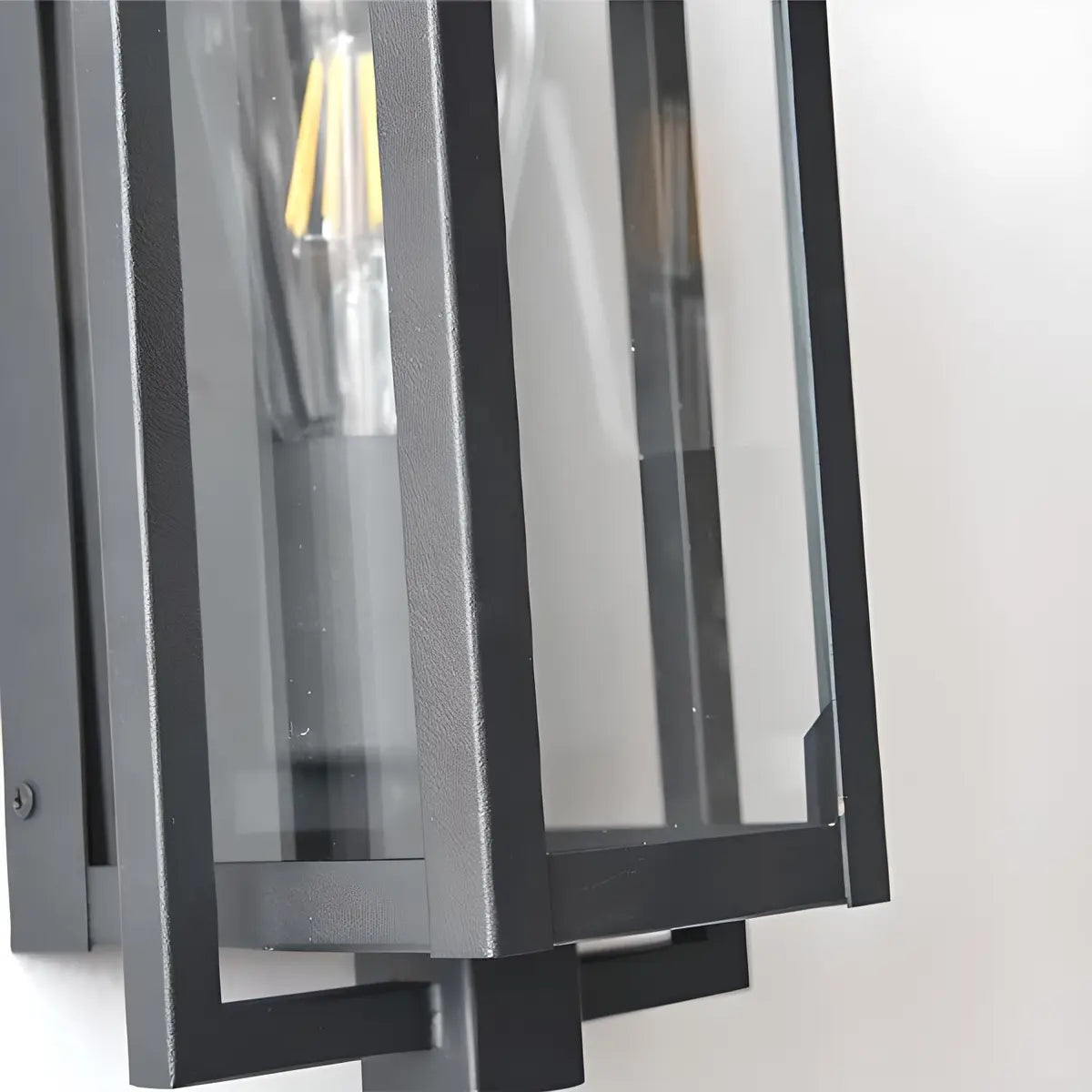 Industrial Box Glass Black External LED Wall Sconce Image - 9