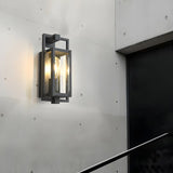 Industrial Box Glass Black External LED Wall Sconce Image - 11