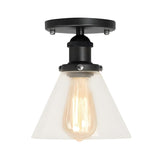 Industrial Brass Conical Glass Semi-Flush Mount Light Image - 16