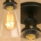 Industrial Brass Conical Glass Semi-Flush Mount Light Image - 17