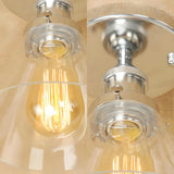 Industrial Brass Conical Glass Semi-Flush Mount Light Image - 21