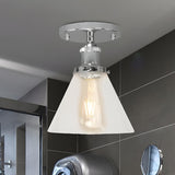 Industrial Brass Conical Glass Semi-Flush Mount Light Image - 27