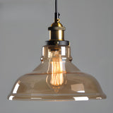 Industrial Brass Glass Cone Geometric Pendant Light Set Image - 10