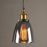 Industrial Brass Glass Cone Geometric Pendant Light Set Image - 17