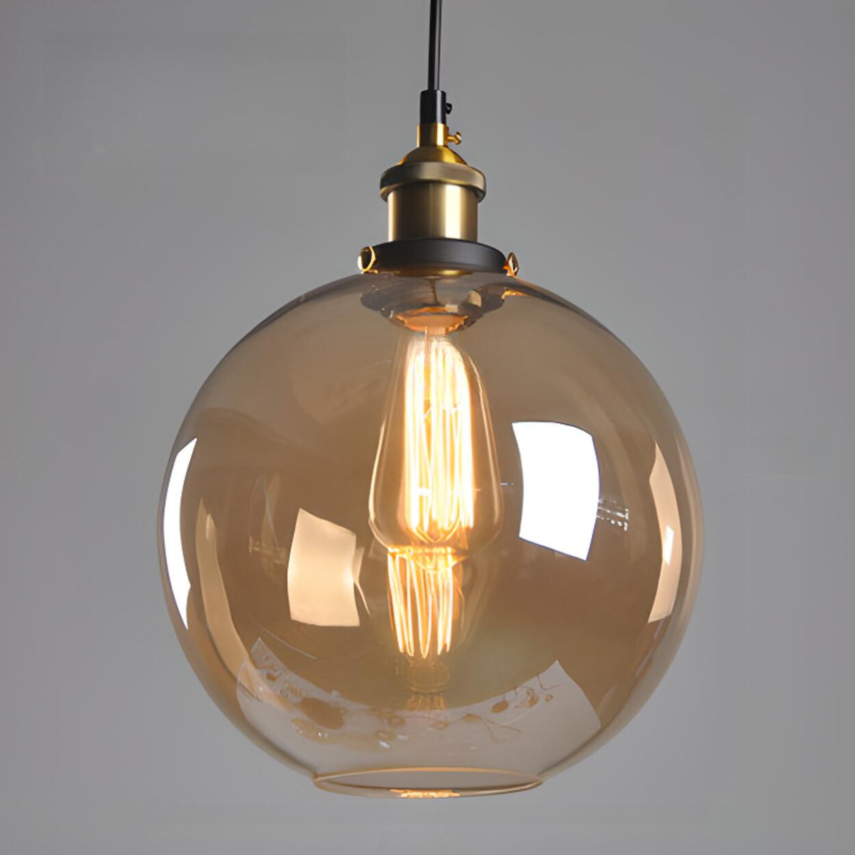 Industrial Brass Glass Cone Geometric Pendant Light Set Image - 7