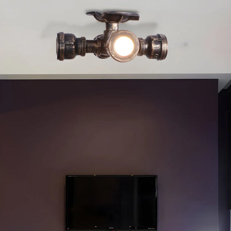 Industrial Bronze Pipe Semi-Flush Mount Light 4-Light Image - 1