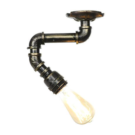 Industrial Bronze Twisted Pipe Semi-Flush Mount Light Image - 2