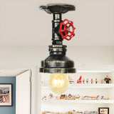 Industrial Bronze Water Pipe Semi-Flush Mount Light Image - 10