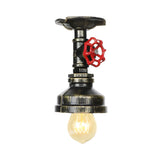 Industrial Bronze Water Pipe Semi-Flush Mount Light Image - 12