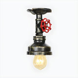 Industrial Bronze Water Pipe Semi-Flush Mount Light Image - 13