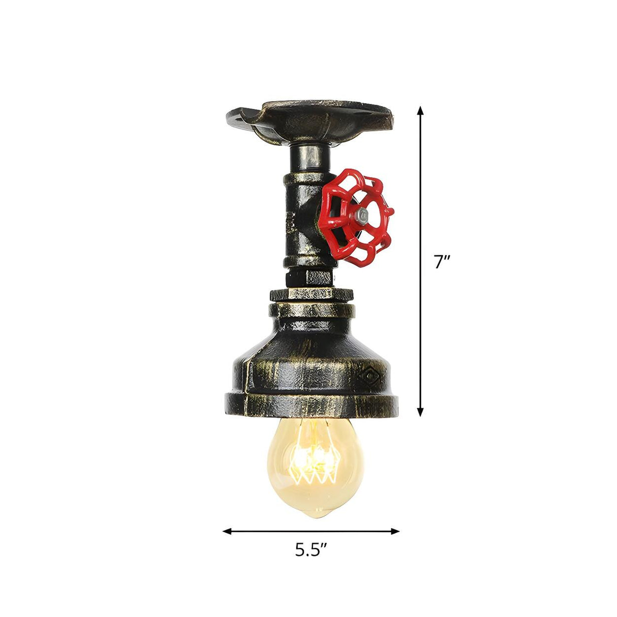 Industrial Bronze Water Pipe Semi-Flush Mount Light Image - 14