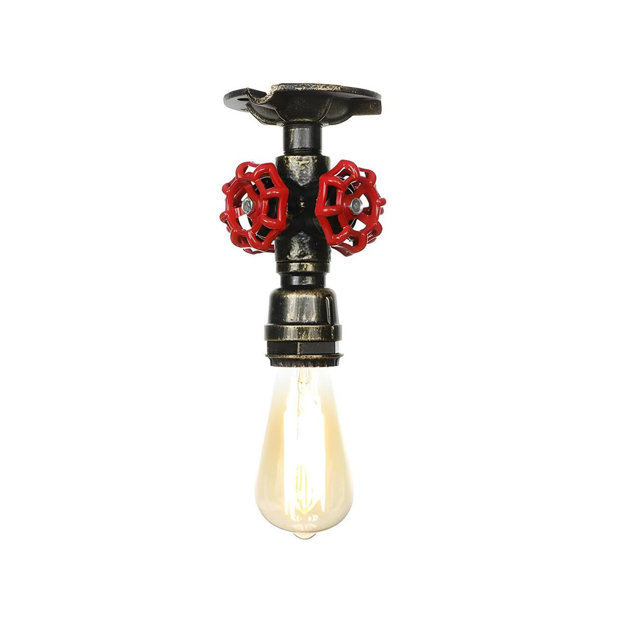 Industrial Bronze Water Pipe Semi-Flush Mount Light Image - 17