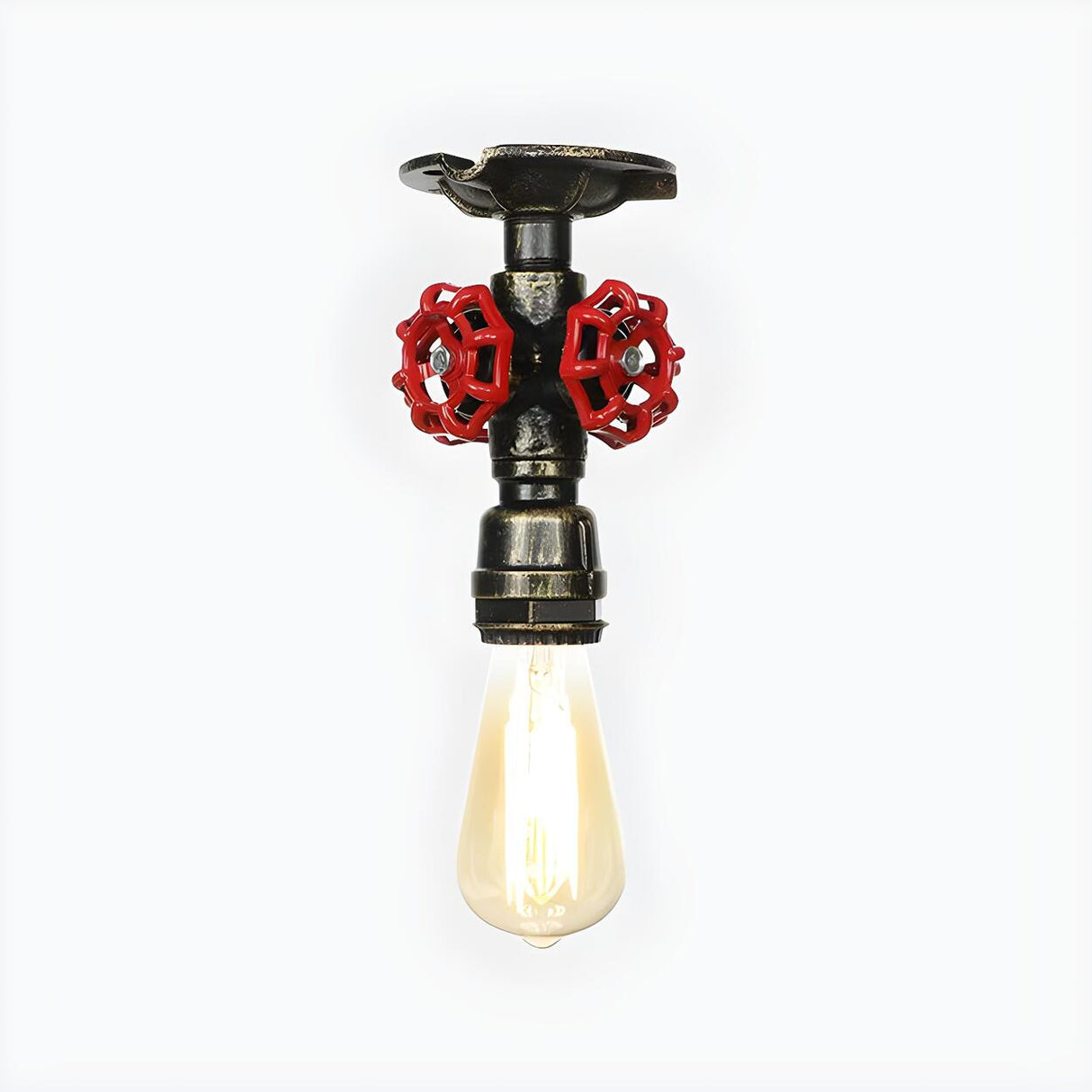 Industrial Bronze Water Pipe Semi-Flush Mount Light Image - 18