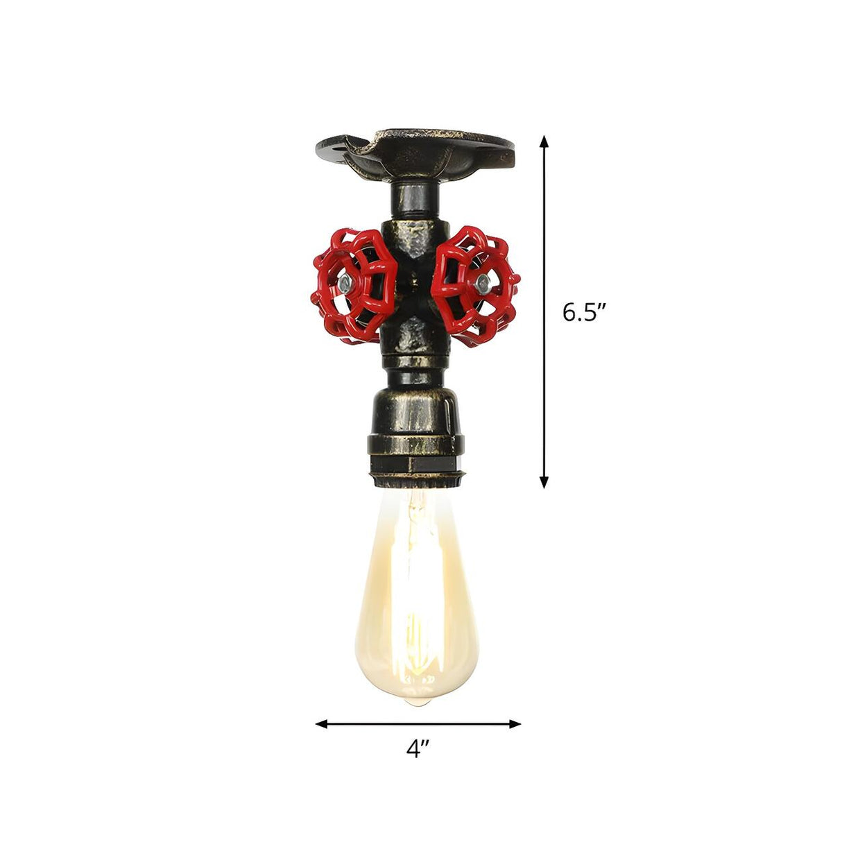 Industrial Bronze Water Pipe Semi-Flush Mount Light Image - 19