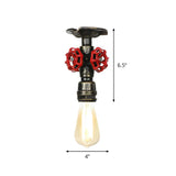 Industrial Bronze Water Pipe Semi-Flush Mount Light Image - 19