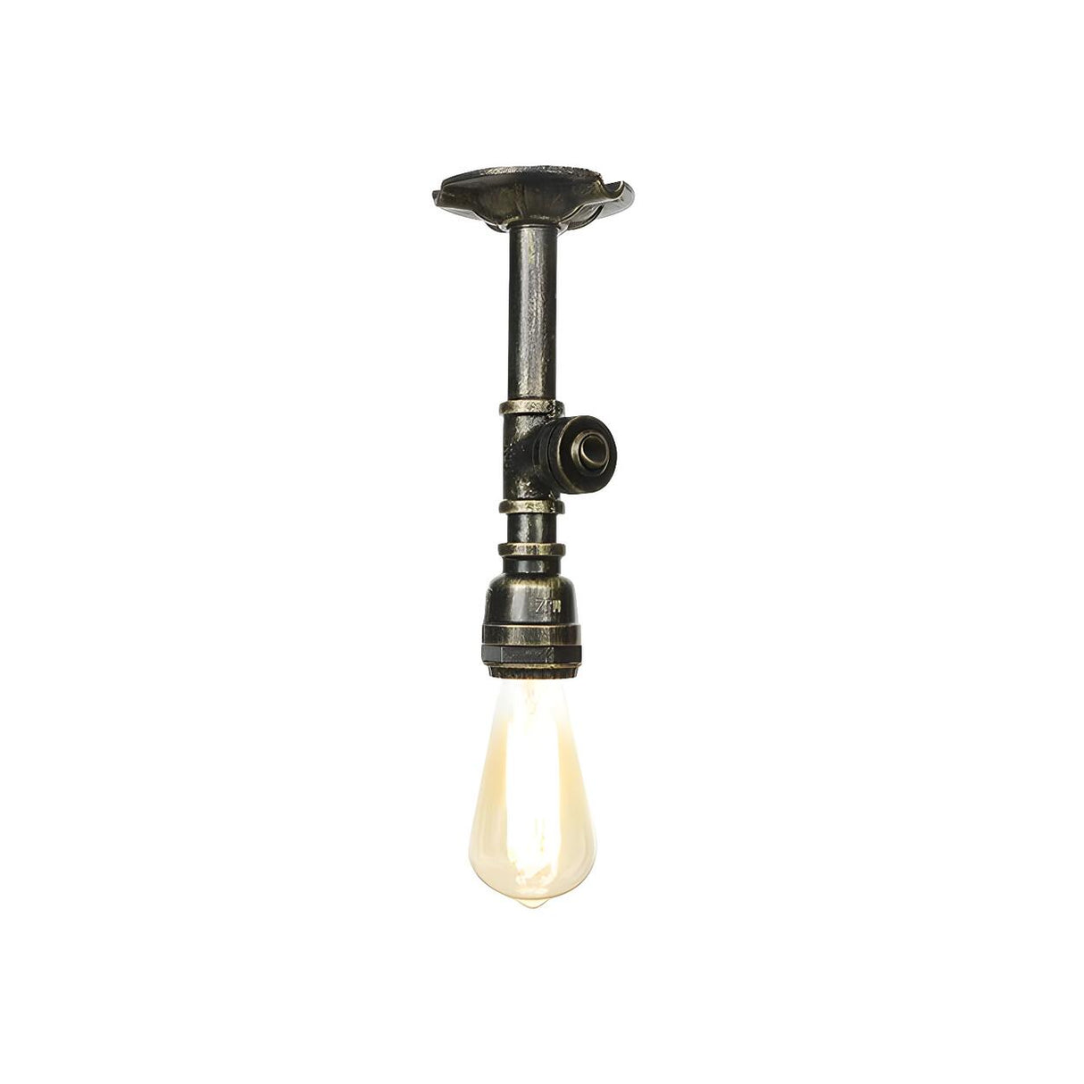 Industrial Bronze Water Pipe Semi-Flush Mount Light Image - 2