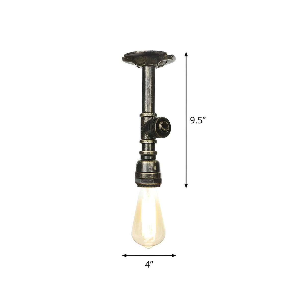 Industrial Bronze Water Pipe Semi-Flush Mount Light Image - 4