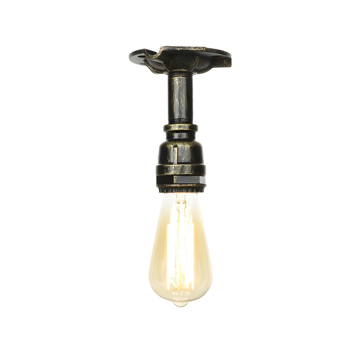 Industrial Bronze Water Pipe Semi-Flush Mount Light Image - 7