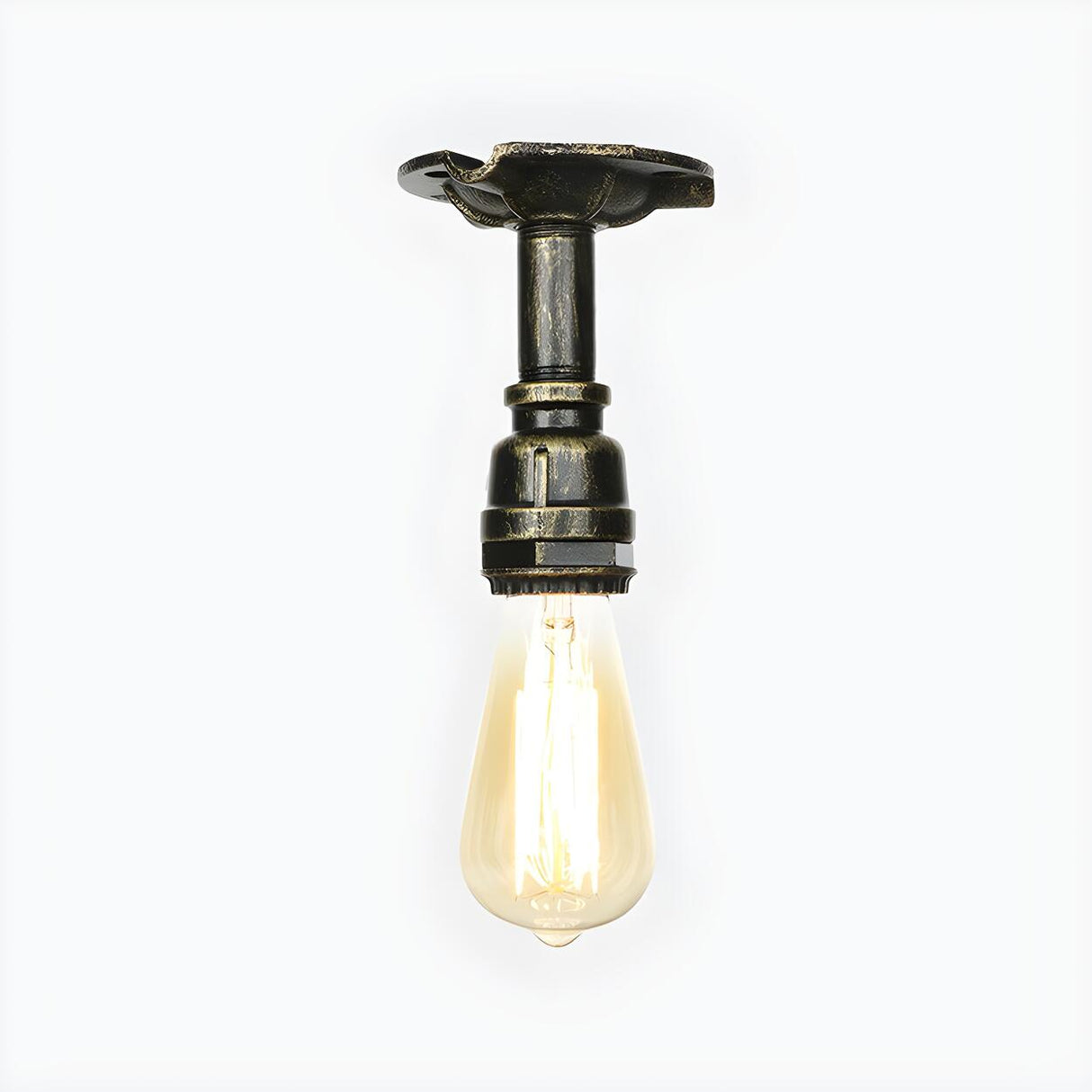 Industrial Bronze Water Pipe Semi-Flush Mount Light Image - 8