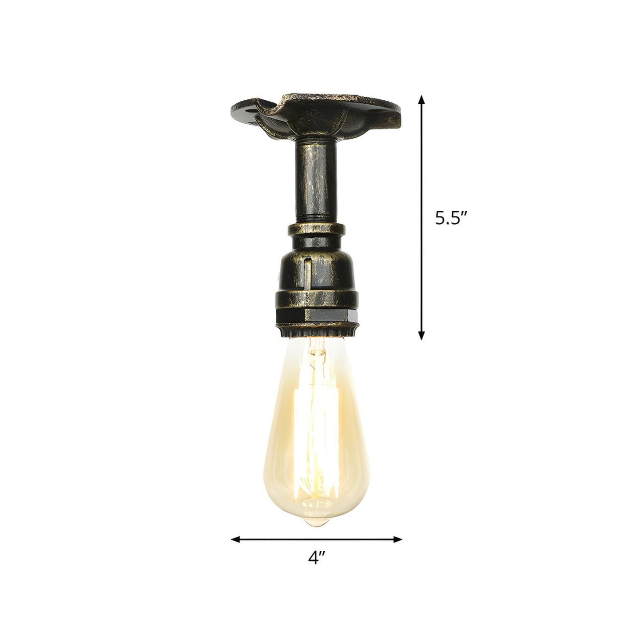 Industrial Bronze Water Pipe Semi-Flush Mount Light Image - 9