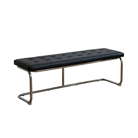 Industrial Brown Faux Leather Cushioned Entryway Bench Image - 2