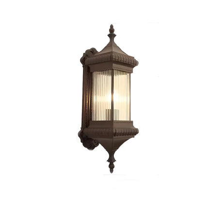 Industrial Brown Geometric Glass Exterior Wall Light Image - 2