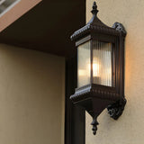 Industrial Brown Geometric Glass Exterior Wall Light Image - 3