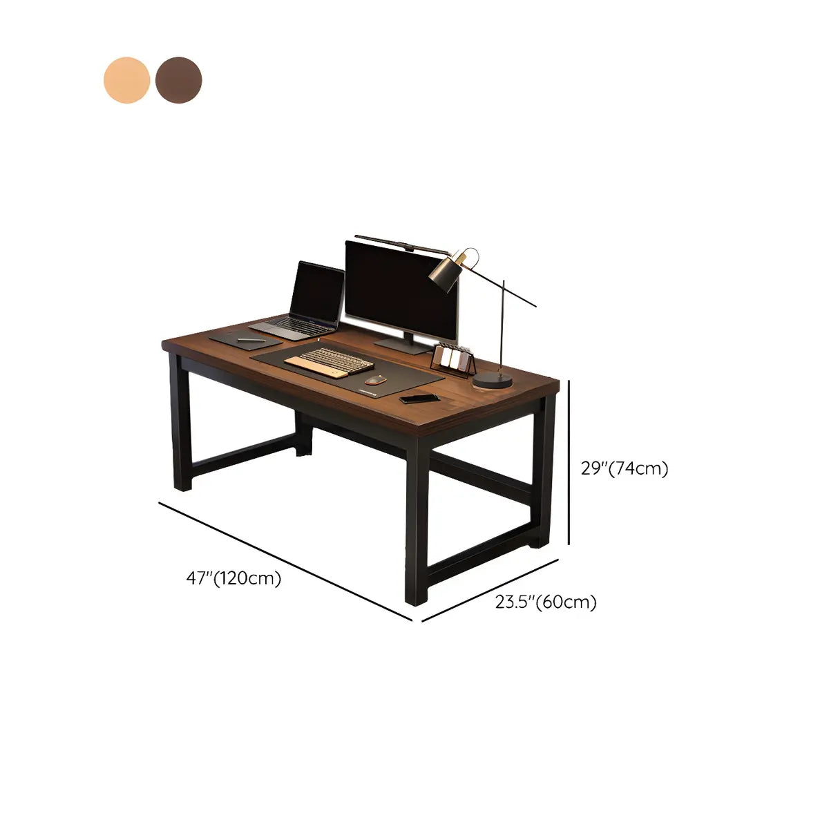 Industrial Brown Manufactured Wood H-Shape Gaming Desk Image - 19