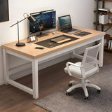 Industrial Brown Manufactured Wood H-Shape Gaming Desk Image - 8