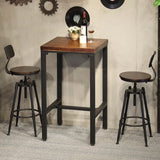 Industrial Brown Round Faux Leather Swivel Bar Stool Image - 10