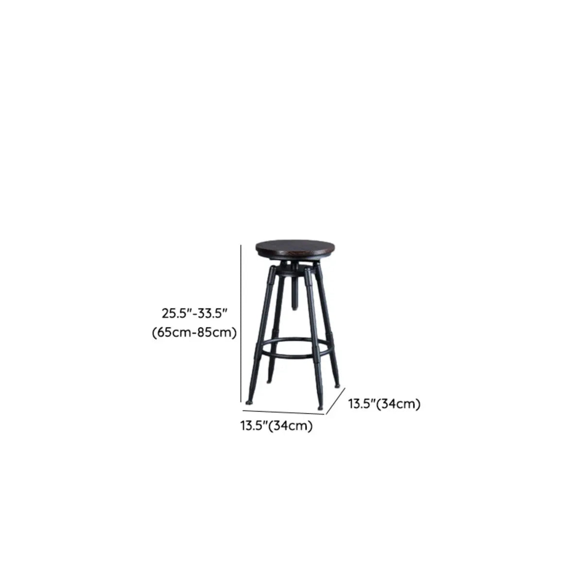 Industrial Brown Round Faux Leather Swivel Bar Stool 