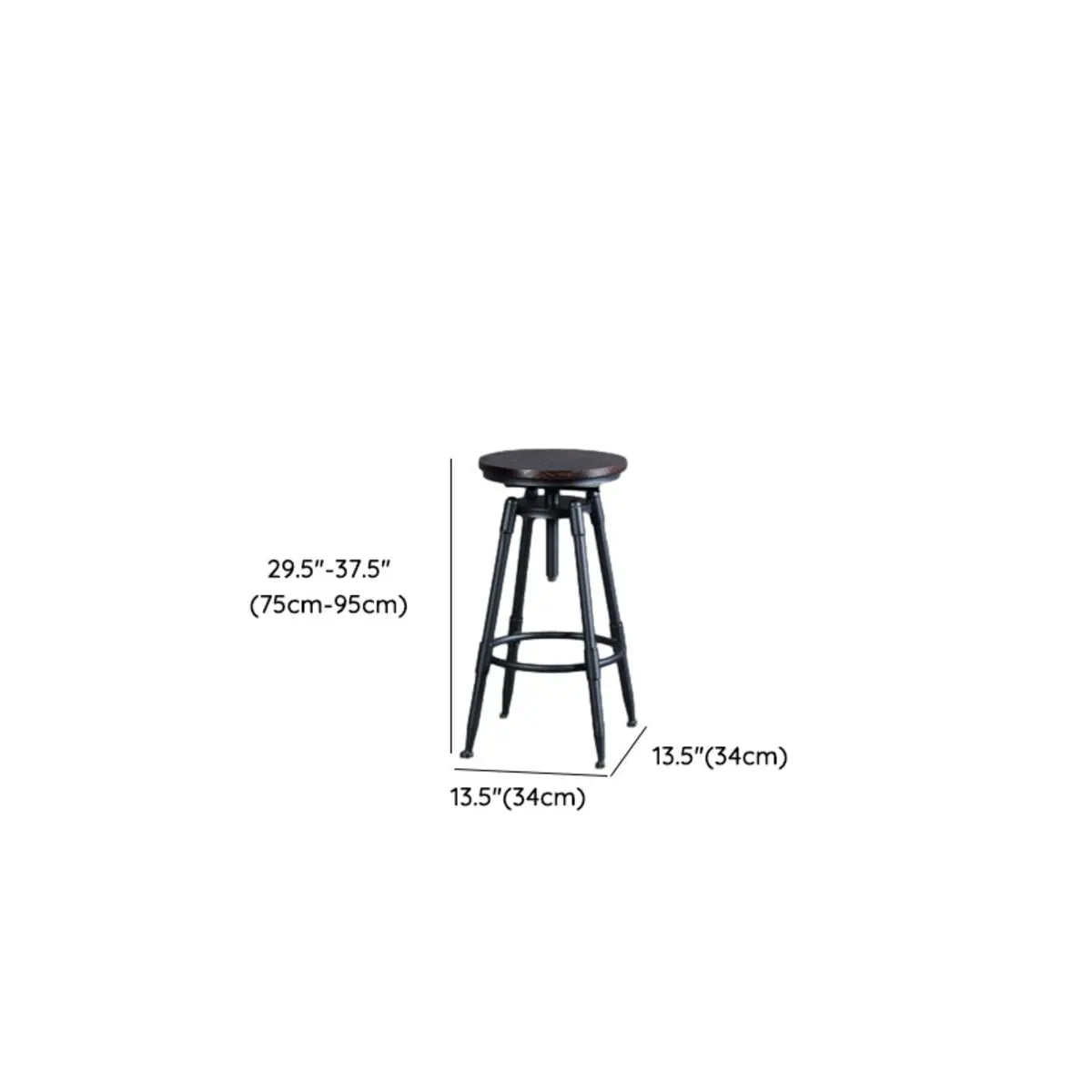 Industrial Brown Round Faux Leather Swivel Bar Stool Image - 13