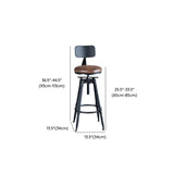 Industrial Brown Round Faux Leather Swivel Bar Stool Image - 18