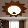 Industrial Brown Sun-Shaped Glass LED Flush Mount Light Image - 1