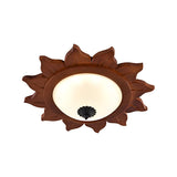 Industrial Brown Sun-Shaped Glass LED Flush Mount Light Image - 2