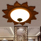 Industrial Brown Sun-Shaped Glass LED Flush Mount Light Image - 3