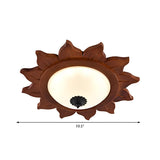 Industrial Brown Sun-Shaped Glass LED Flush Mount Light Image - 4