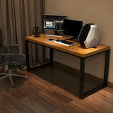 Industrial Brown Wood Pine Metal Sledge Gaming Desk Image - 1