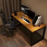 Industrial Brown Wood Pine Metal Sledge Gaming Desk Image - 10