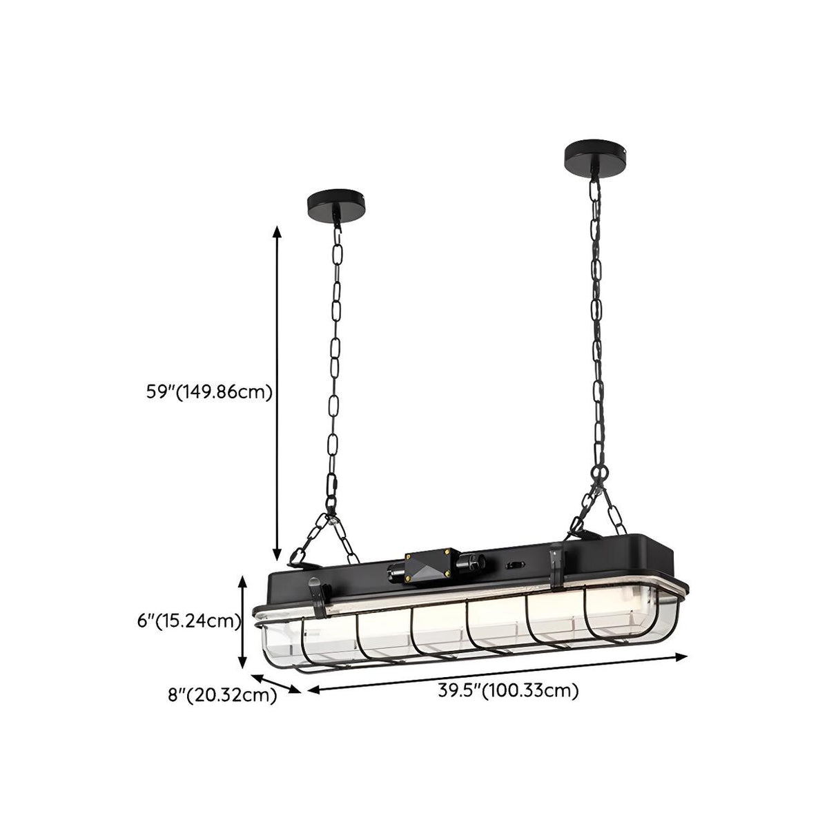 Industrial Cage and Chain Suspension Island Light 