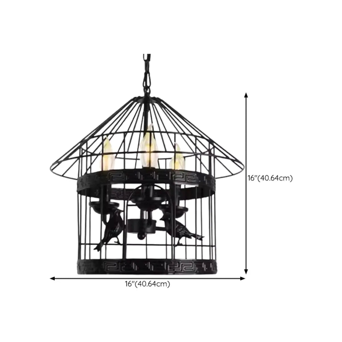 Industrial Cage Black Metal Candle Restaurant Chandelier 